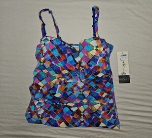 Colorful Geometric Patterned Tankini Top